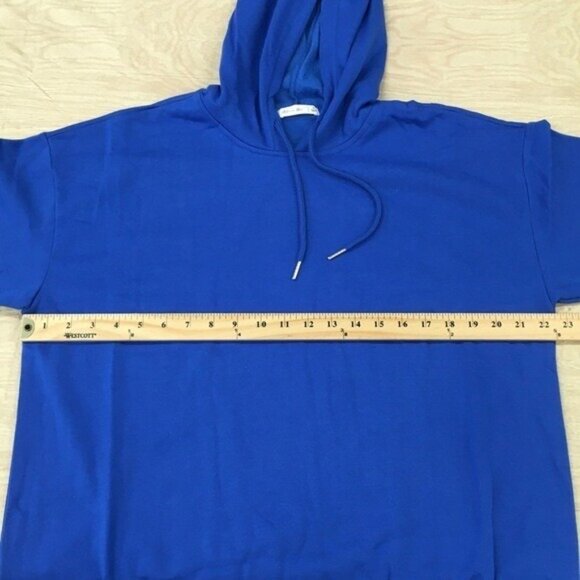 Blue Hoodie Women Size Small Oversized Pullover Sweatshirt Tunic Top Athleisure - Picture 12 of 14